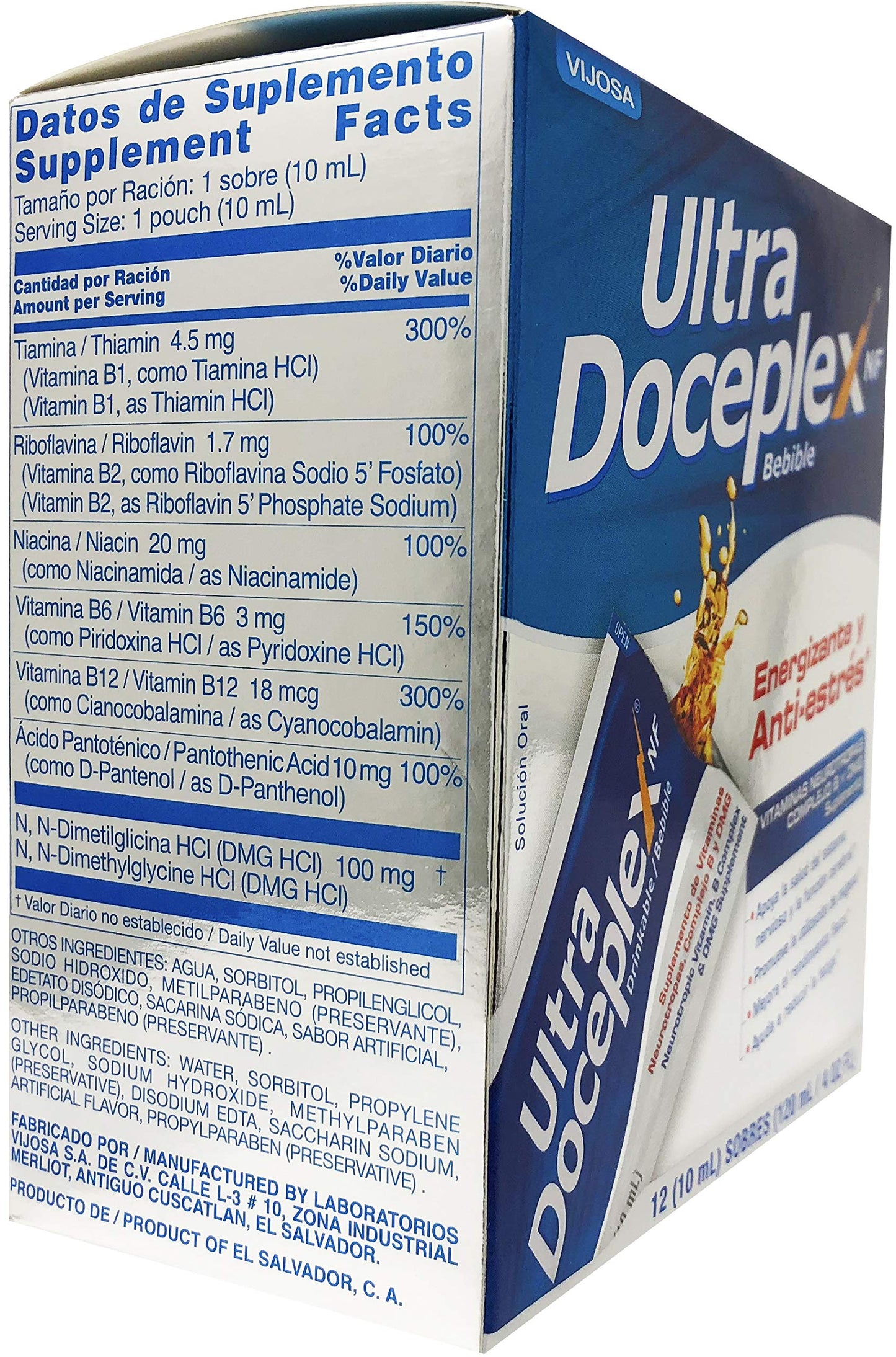VIJOSA Ultra Doceplex Energy Pouches - Liquid B Complex (12 Pouches)