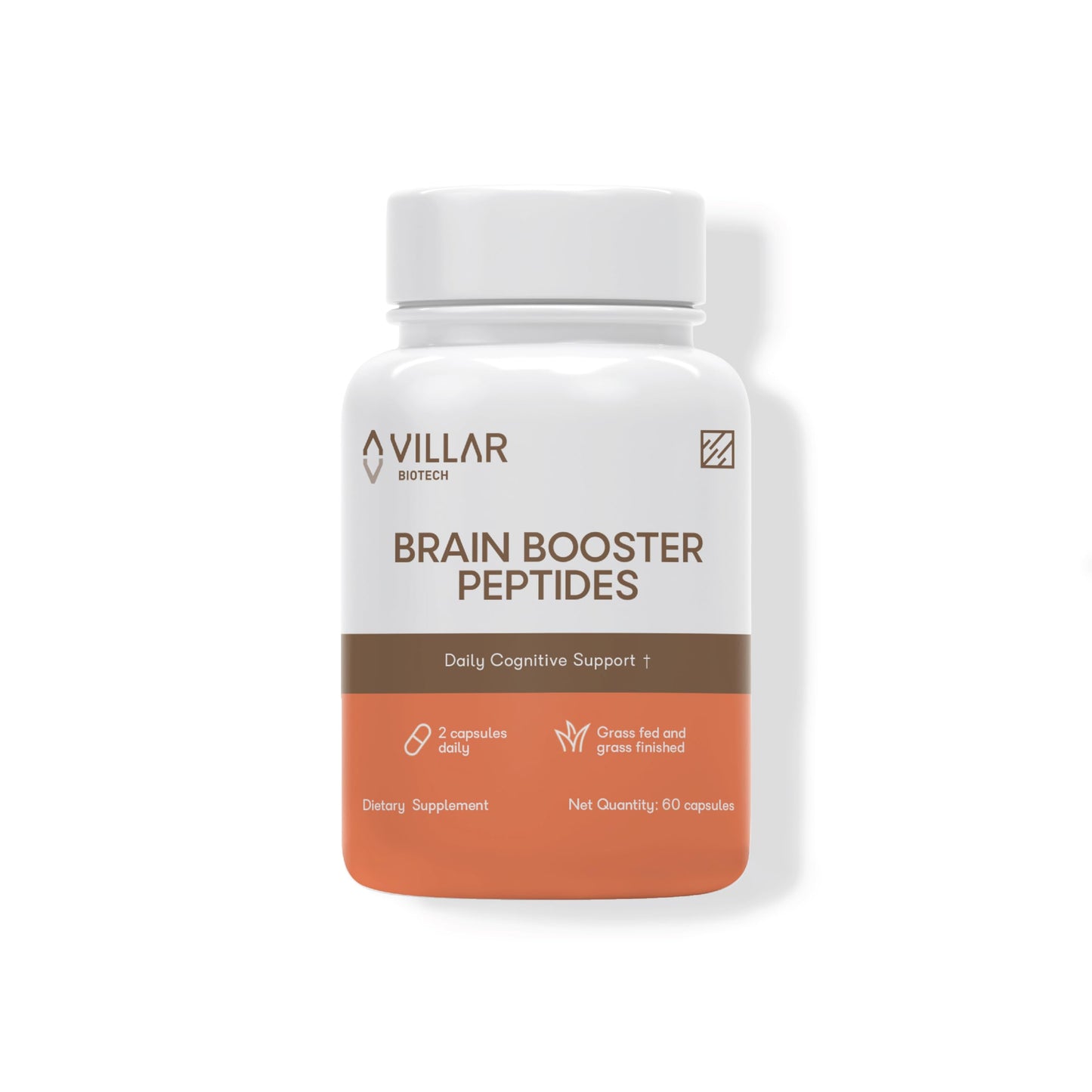 VILLAR BIOTECH Brain Booster Peptides – Grass-Fed Bovine Brain – 60 Capsules