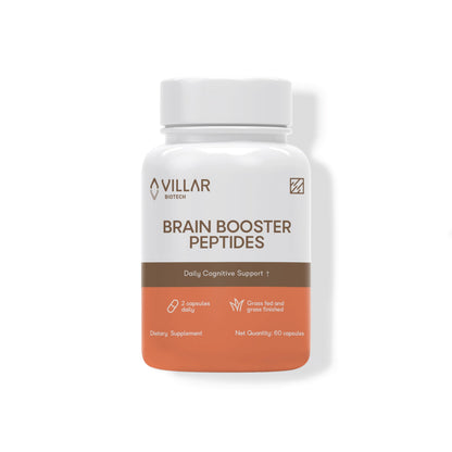 VILLAR BIOTECH Brain Booster Peptides – Grass-Fed Bovine Brain – 60 Capsules