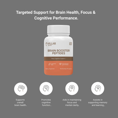 VILLAR BIOTECH Brain Booster Peptides – Grass-Fed Bovine Brain – 60 Capsules
