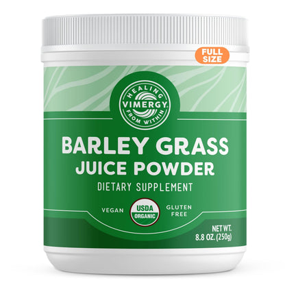Vimergy Barley Grass Juice Powder – 0.8g per Serving, 312 Servings | Organic, Vegan, Gluten-Free, 250g Regular Size