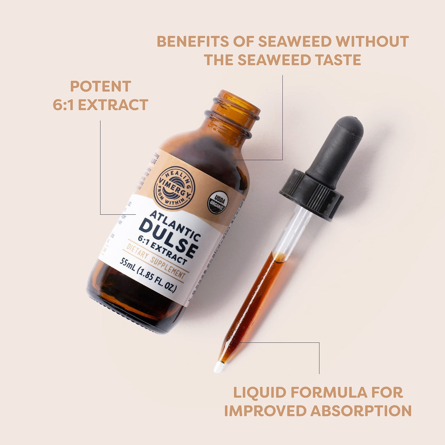 Vimergy USDA Organic Atlantic Dulse Liquid – Antioxidant Support, Vegan & Gluten-Free – 55 Servings (55 mL)