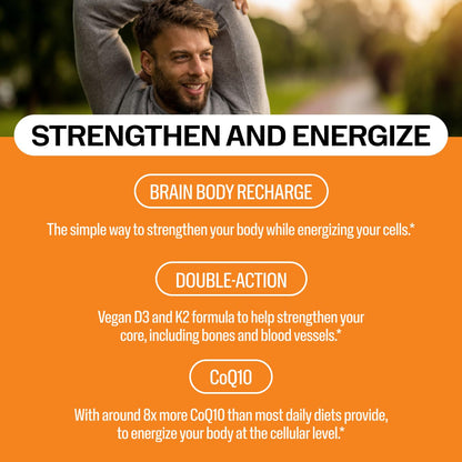 Vimergy Brain Body Recharge – D3, K2 & CoQ10 for Cellular Energy | Vegan, Gluten-Free, 55 mL