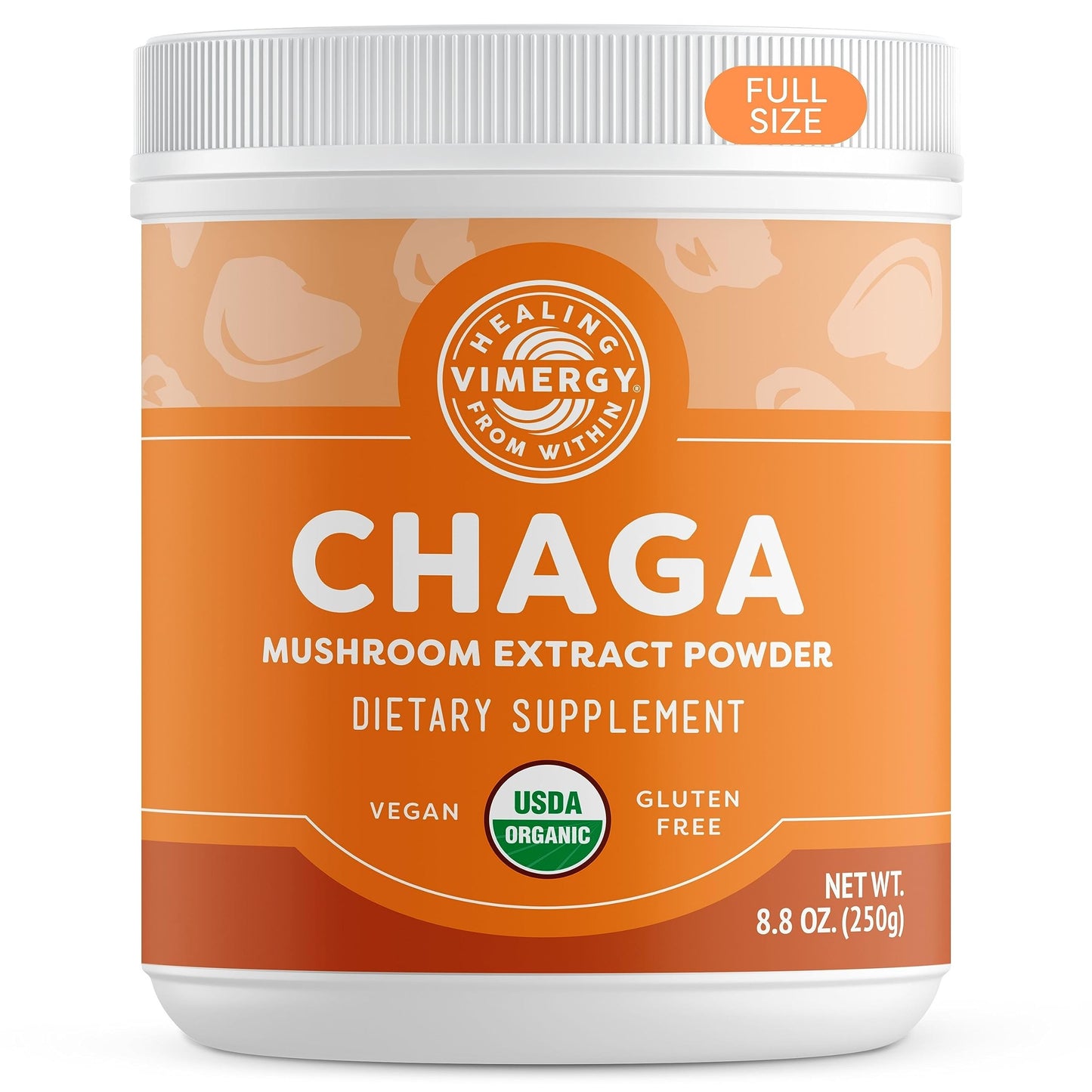 Vimergy USDA Organic Wild Chaga Mushroom Powder, 250g (166 Servings) — Cardiovascular Support, Kosher, Vegan, No Gluten
