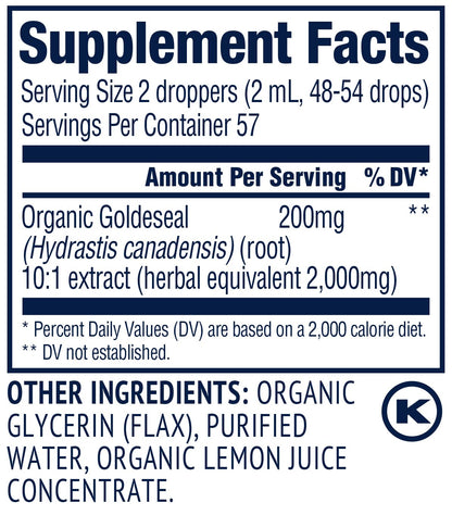 Vimergy USDA Organic Goldenseal Tincture – 115 mL, 57 Servings, Alcohol-Free