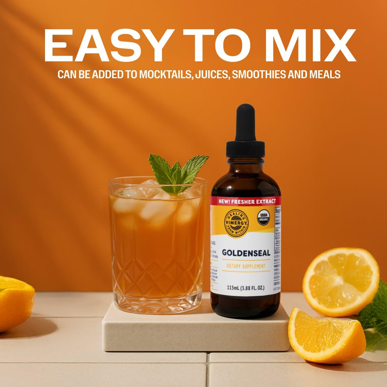 Vimergy USDA Organic Goldenseal Tincture – 115 mL, 57 Servings, Alcohol-Free