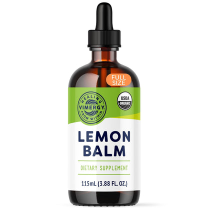 Vimergy Lemon Balm Tincture – USDA Organic, Alcohol-Free, 115 mL | Tea-Ready
