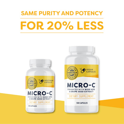 Vimergy Micro-C Vitamin C Capsules – 500mg, 300 Count, Vegan, Kosher, Gluten-Free