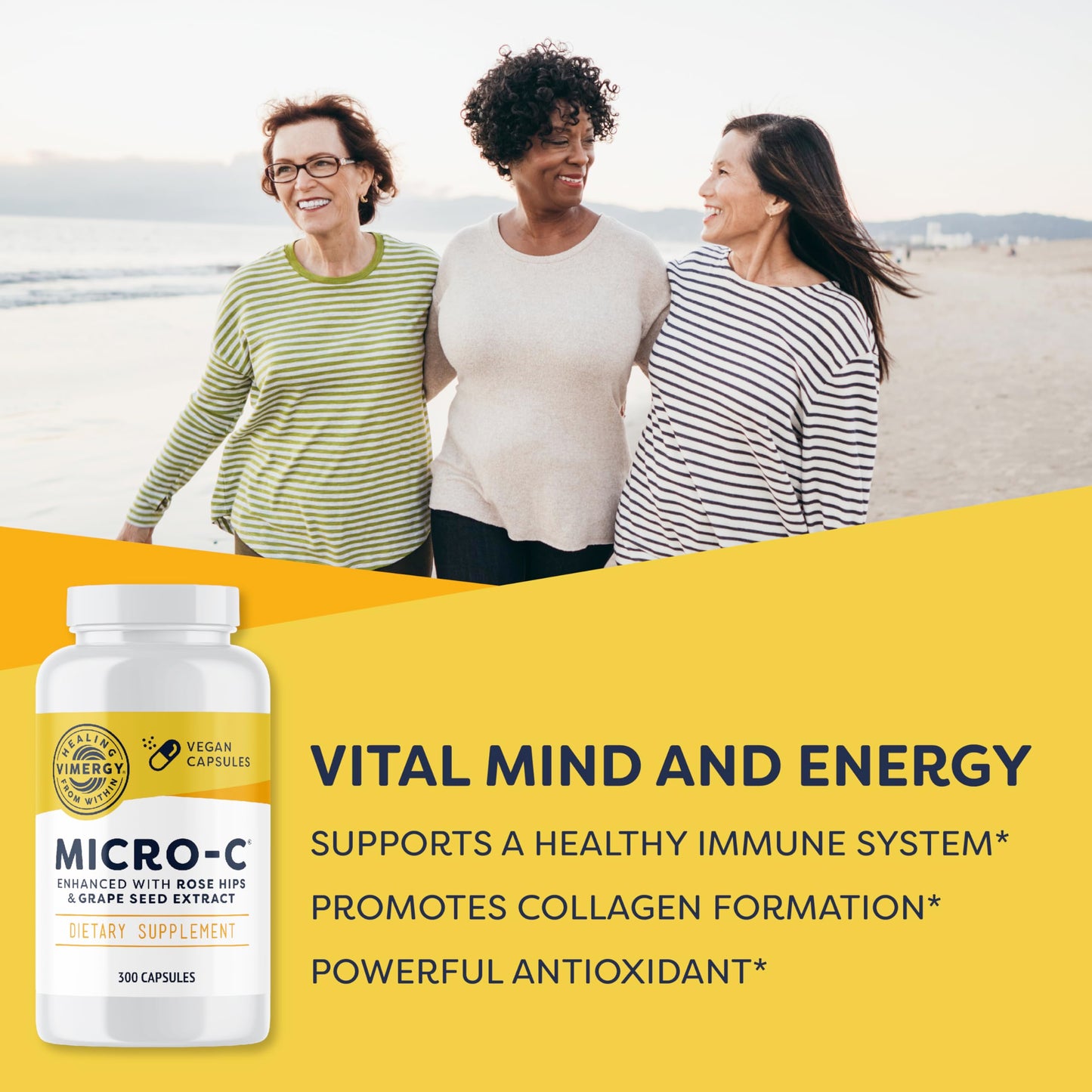 Vimergy Micro-C Vitamin C Capsules – 500mg, 300 Count, Vegan, Kosher, Gluten-Free