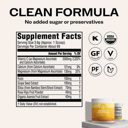 Vimergy Micro-C Immune Power Powder – 250g, 69 Servings, 2000mg Vitamin C