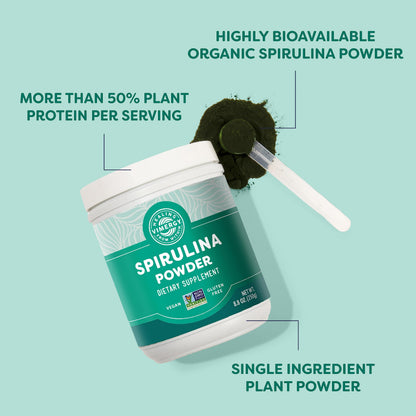 Vimergy Spirulina Powder – Concentrated Plant Protein for Immune & Cardiovascular Support – Vegan, Kosher, Gluten-Free – 250g