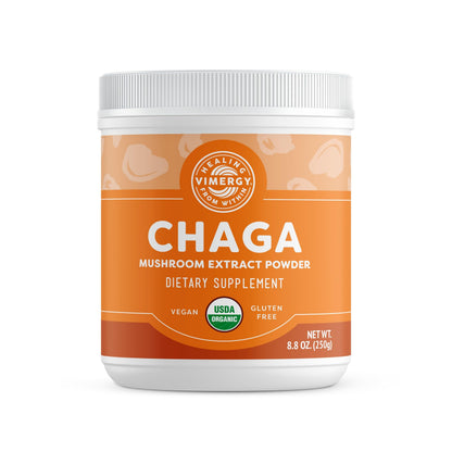 Vimergy USDA Organic Wild Chaga Mushroom Powder, 250g (166 Servings) — Cardiovascular Support, Kosher, Vegan, No Gluten