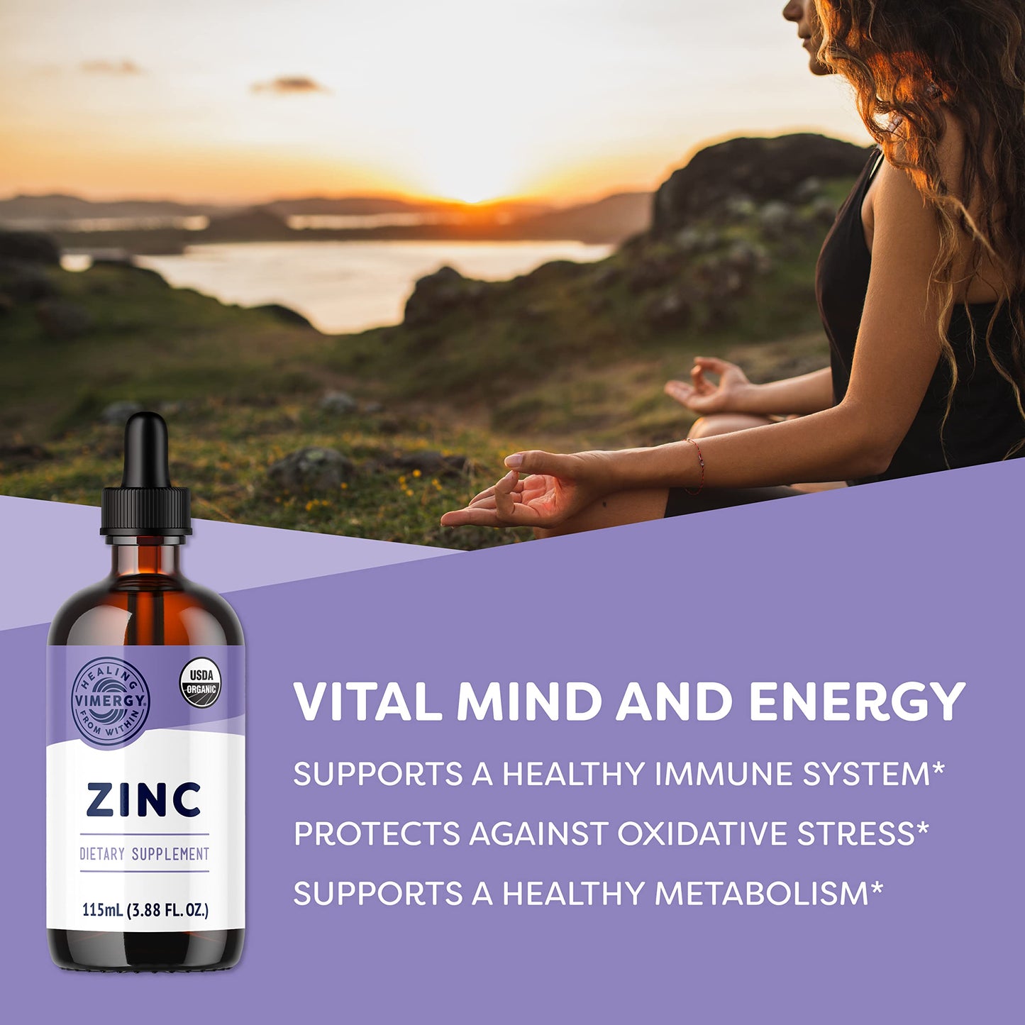 Vimergy Organic Zinc Drops – 7.5 mg Liquid Zinc for Immune Support