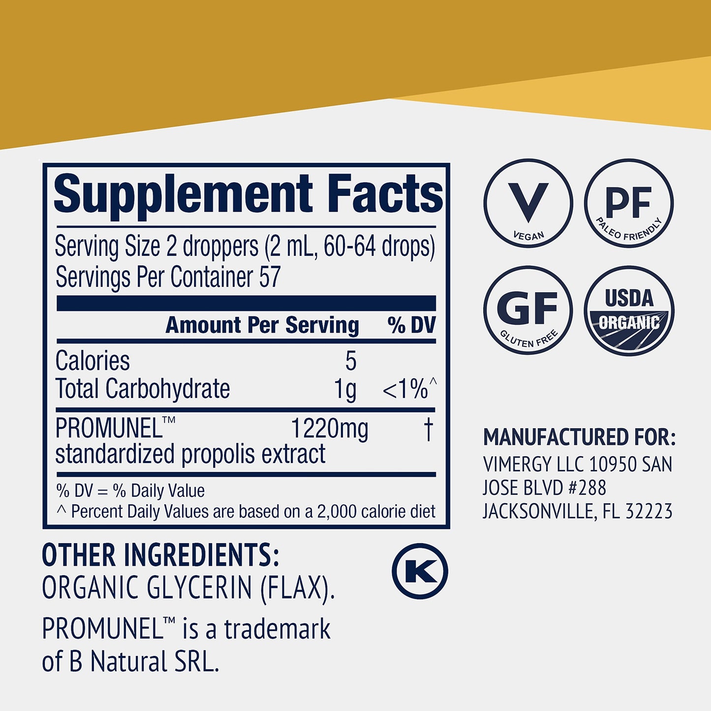 Vimergy PropolisPure – Immune & Respiratory Support, Oral Health, Organic (115 mL, 57 Servings)