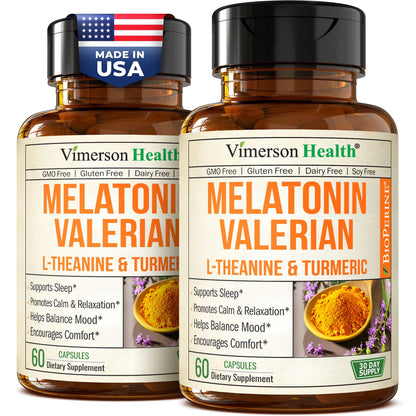 Vimerson Health Melatonin Sleep Aid with L-Theanine & Valerian – 2 Pack