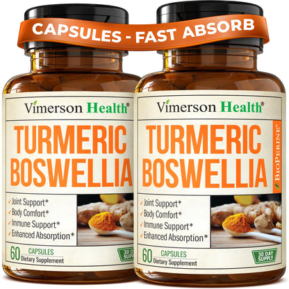 Vimerson Health Turmeric Curcumin with Boswellia Serrata & Ginger – 95% Curcuminoids, BioPerine, 2-Pack