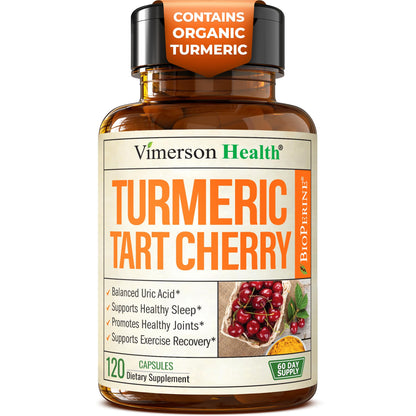 Vimerson Health Turmeric Curcumin with Tart Cherry & Celery Seed - Joint Support, Uric Balance, Sleep Aid - 120 Capsules