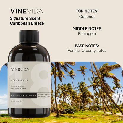 VINEVIDA Caribbean Breeze Fragrance Oil for Cold Air Diffusers - 4 Fl Oz | Diffuser Refills & Room Spray