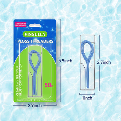 VINSULLA Floss Threaders for Braces, Bridges & Implants – 300 Count (Pack of 6)