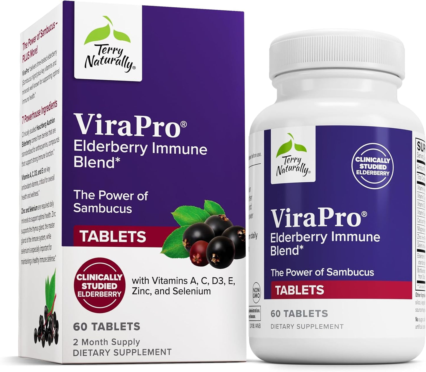 Terry Naturally ViraPro Immune Support – Herbal Blend with Elderberry, Zinc & Selenium (60 Tablets)