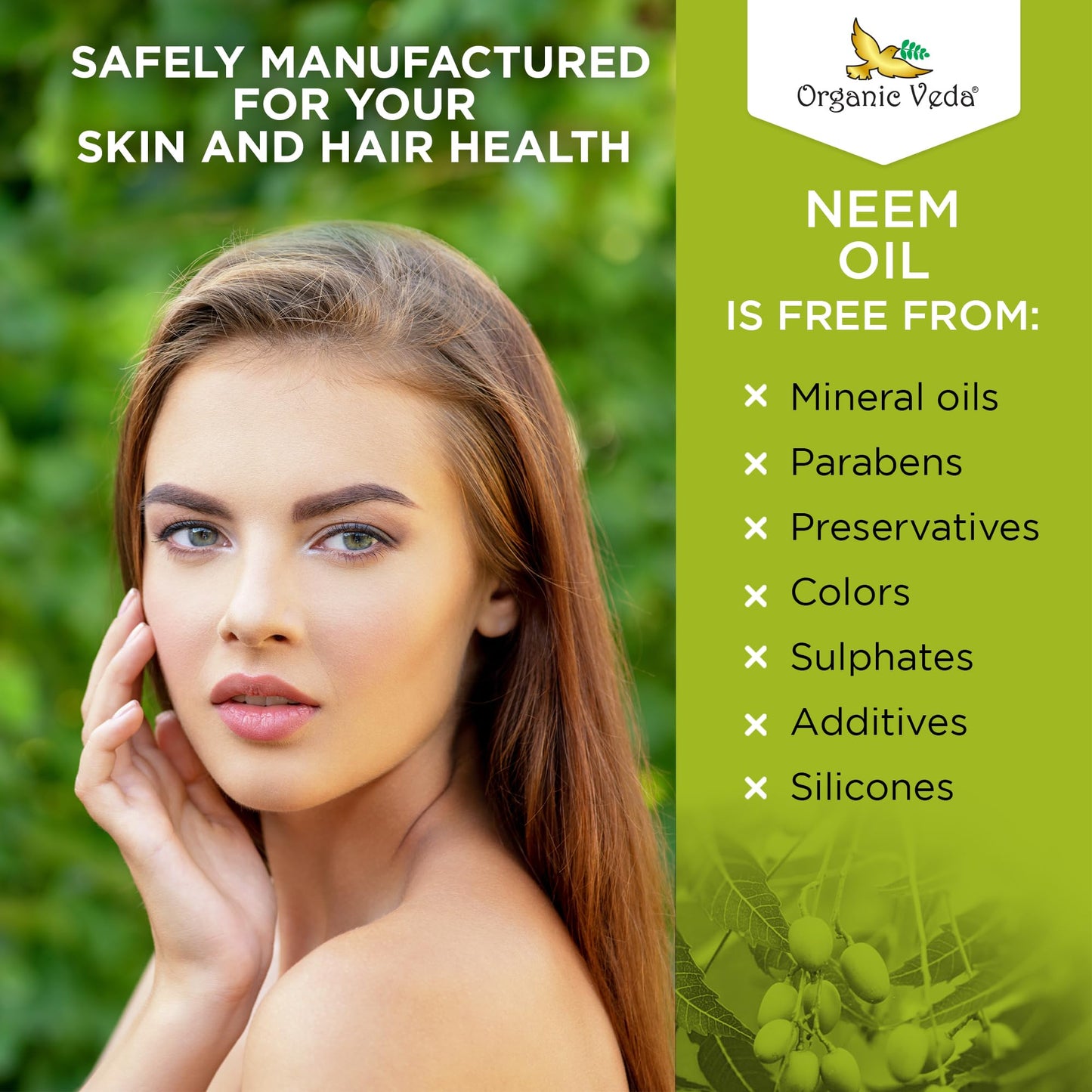Organic Veda Neem Oil - Pure Cold-Pressed Neem Oil for Skin & Hair