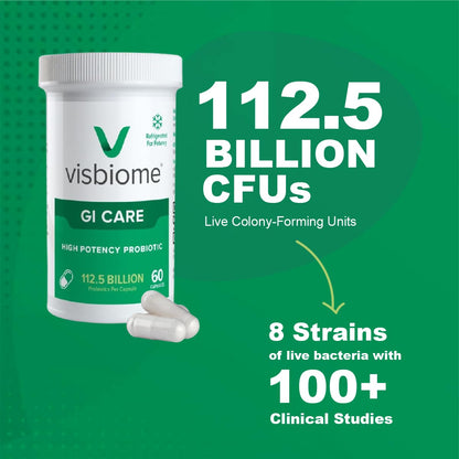 Visbiome GI Care - High Potency Probiotic (112.5B CFU) - 180 Capsules | Made in USA