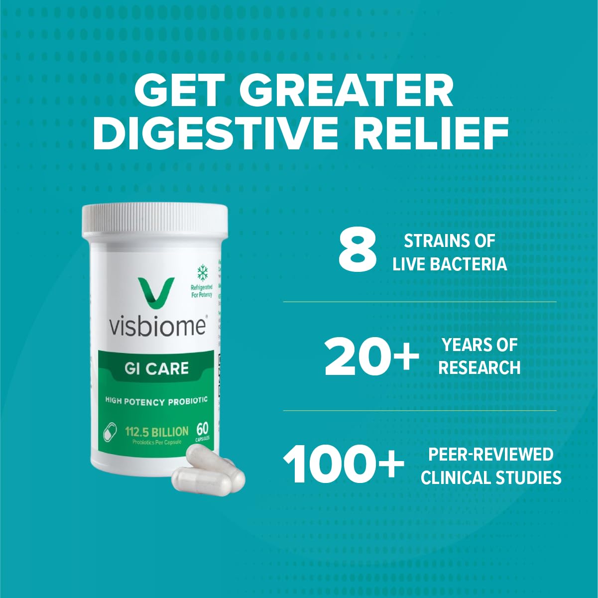 Visbiome GI Care - High Potency Probiotic (112.5B CFU) - 180 Capsules | Made in USA