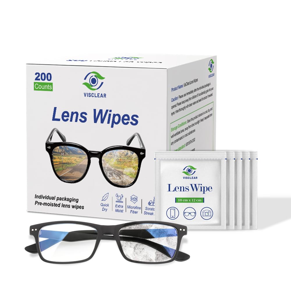 VisClear Eyeglass Cleaner Wipes – 200 Count, Ocean Scent, Scratch-Free & Safe for Prescription Lenses