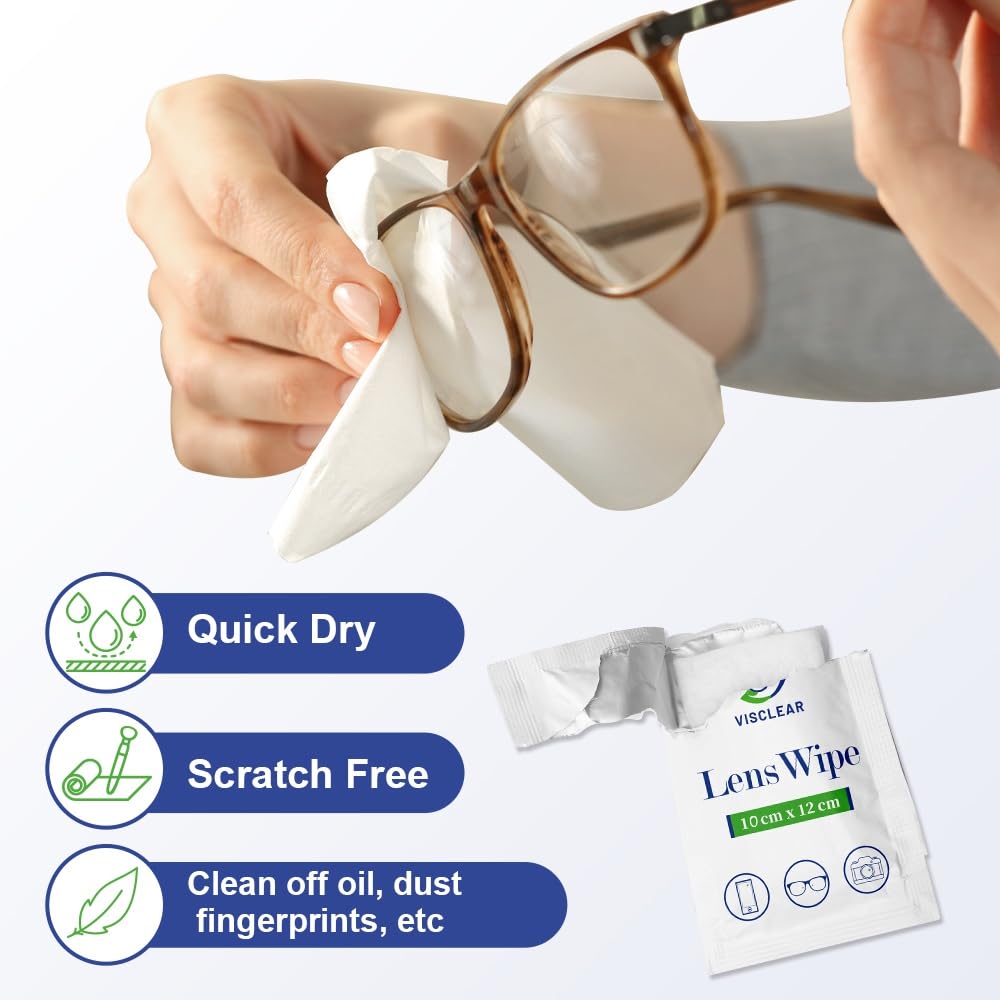 VisClear Lens Wipes for Eyeglasses – 200 Count, Extra Moist, Scratch-Free
