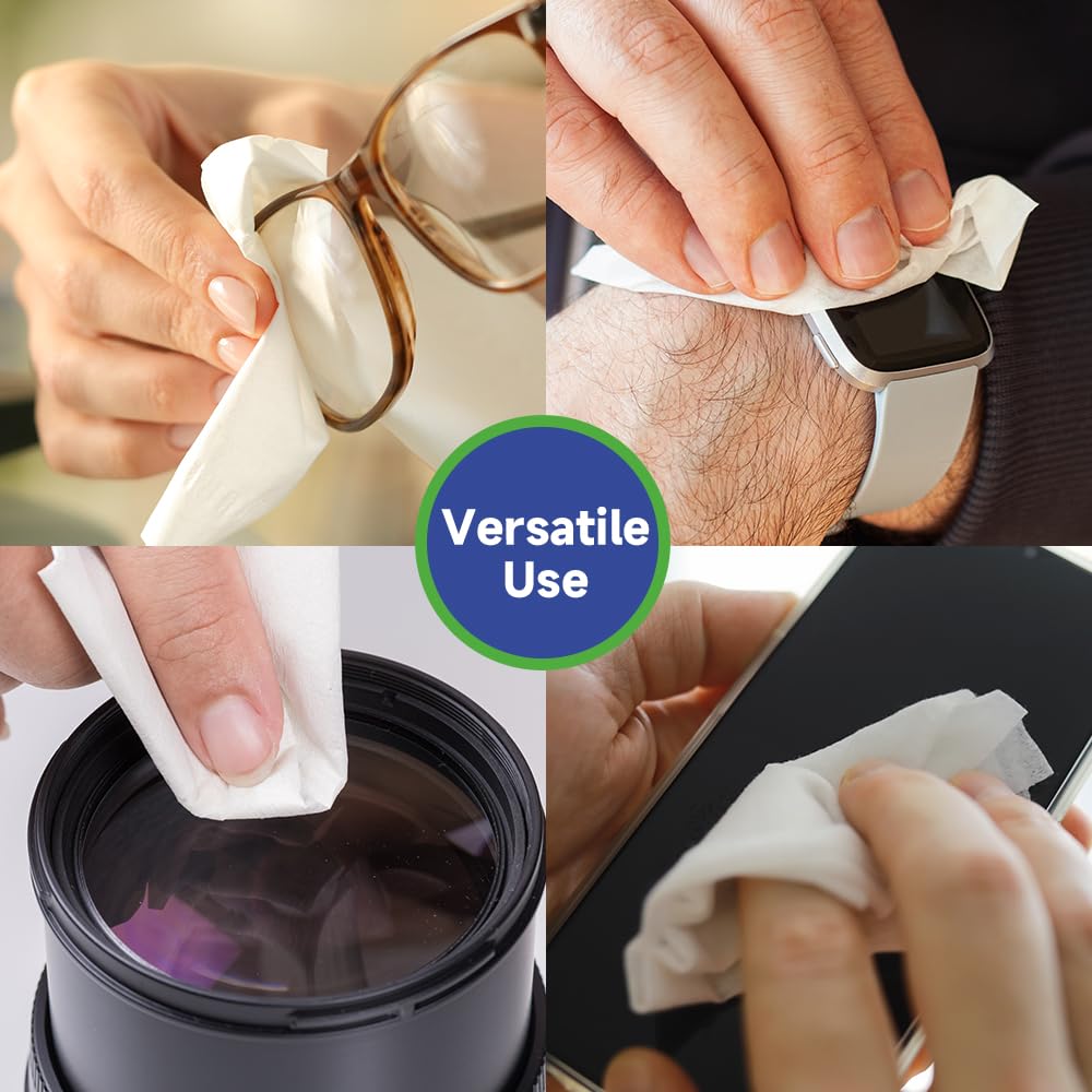 VisClear Lens Wipes for Eyeglasses - 200 Count, Individually Wrapped, Safe from Scratches & Streaks