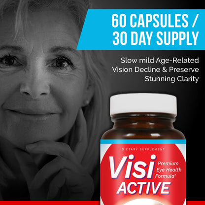 VisiActive Vision Support – Eye Health Formula with L-Tartrate, Resveratrol & Blueberry Extract | 60 Capsules (6 Pack)