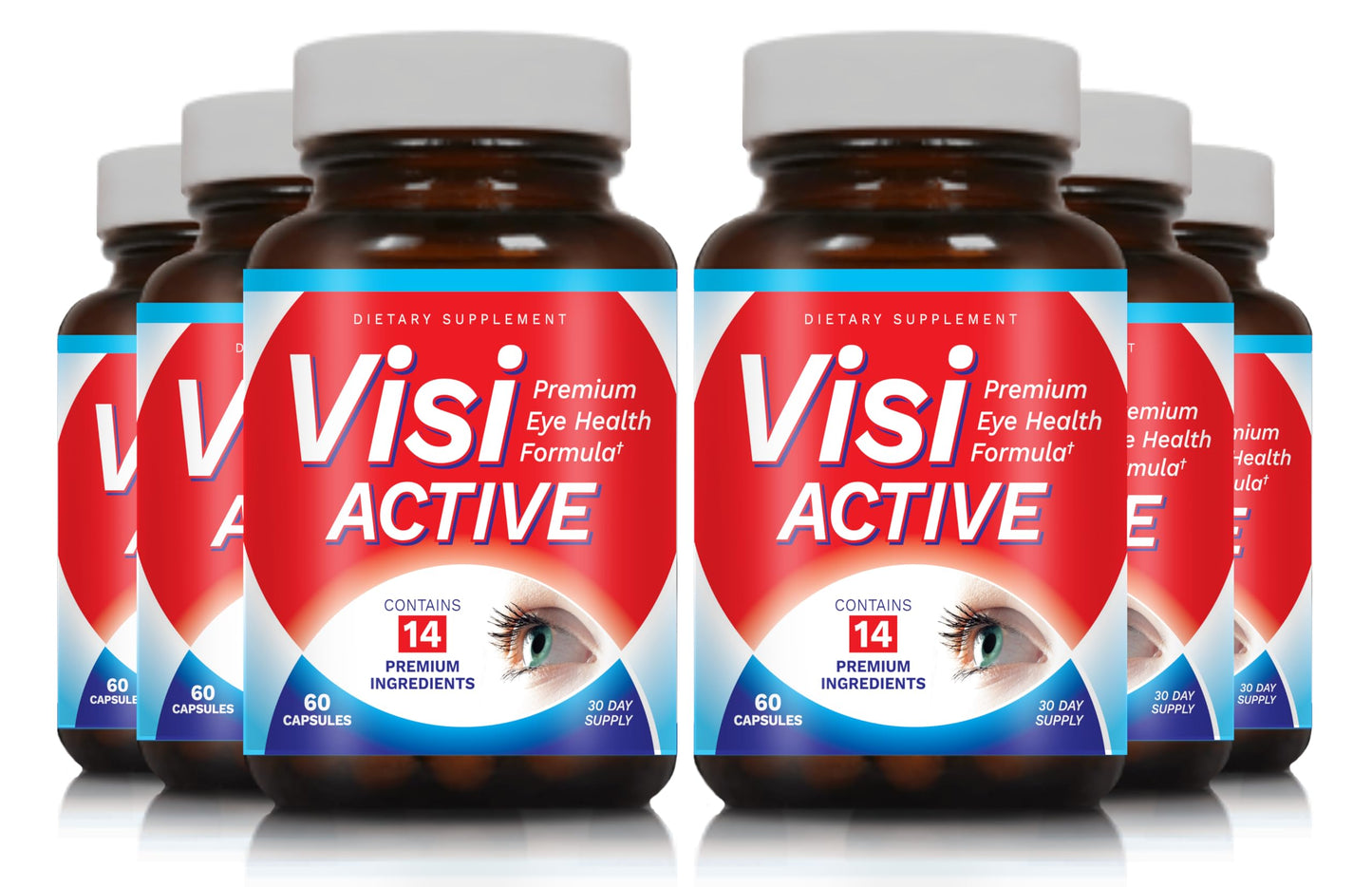 VisiActive Vision Support – Eye Health Formula with L-Tartrate, Resveratrol & Blueberry Extract | 60 Capsules (6 Pack)