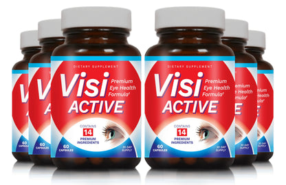 VisiActive Vision Support – Eye Health Formula with L-Tartrate, Resveratrol & Blueberry Extract | 60 Capsules (6 Pack)