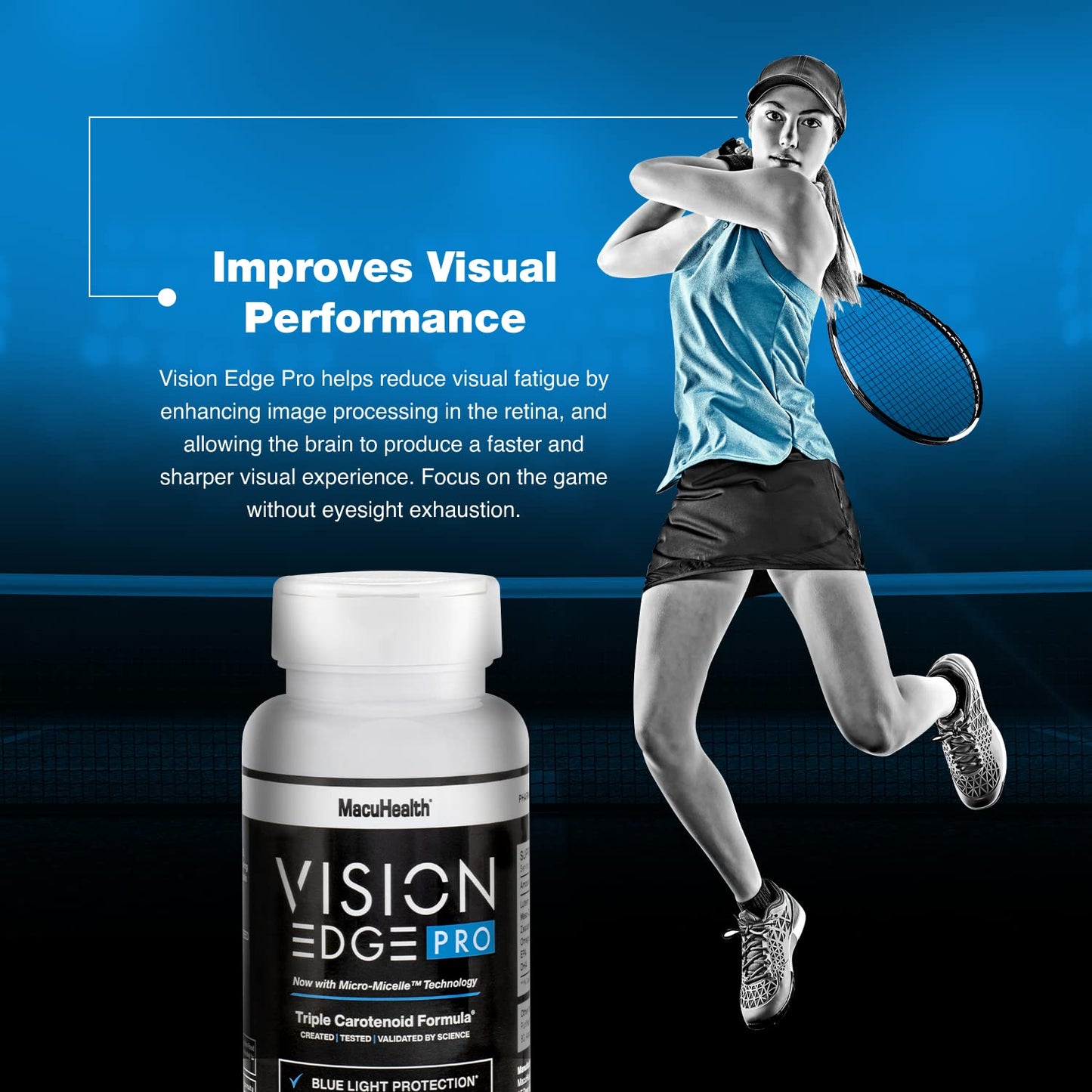 VISION EDGE PRO Eye Supplement for Athletes | Lutein, Zeaxanthin & Meso-Zeaxanthin + Omega-3 — 90 Softgels
