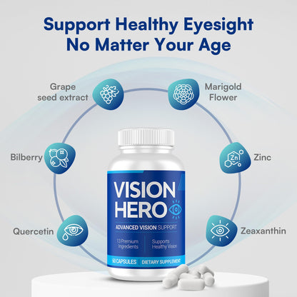 Vision Hero Advanced Vision Support – Eye Health Supplements for Adults (60 Capsules)