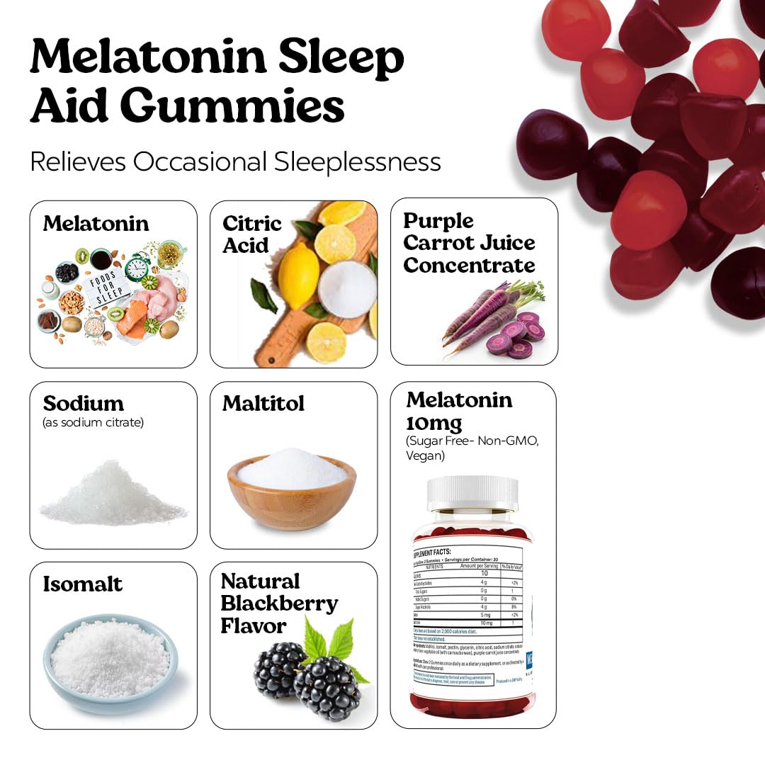 VITA GLOBE Melatonin 10mg Sleep Aid Gummies | Sugar-Free, Vegan, Non-GMO