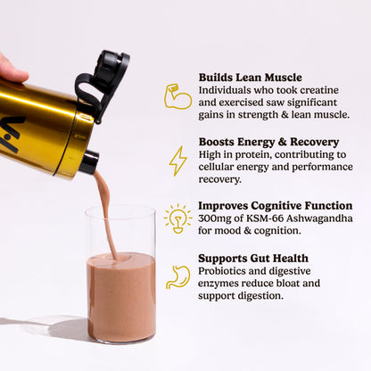 VitaHustle ONE Max Protein + Creatine – 30g Plant Protein, Double Chocolate