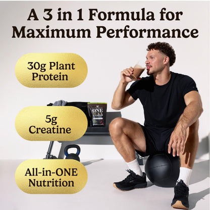 VitaHustle ONE Max Protein + Creatine – 30g Plant Protein, Double Chocolate