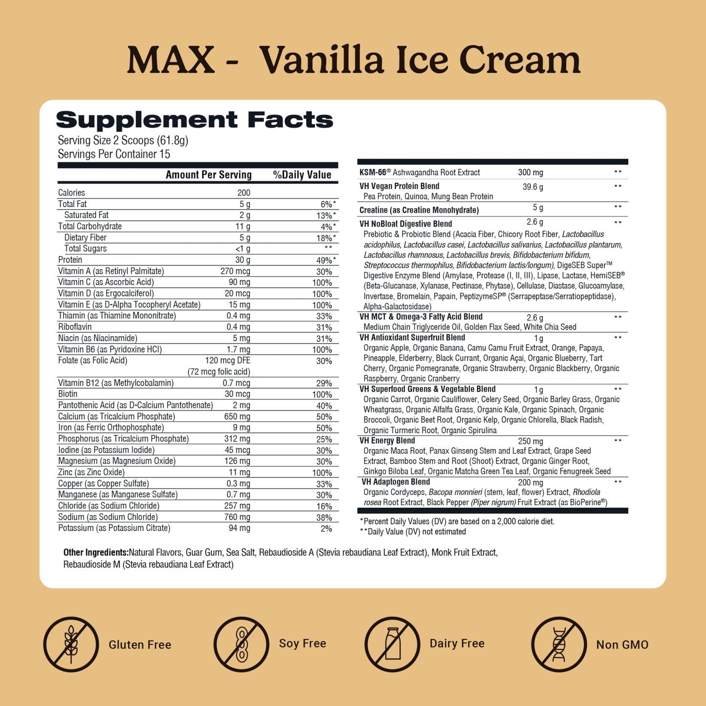 VitaHustle ONE Max Protein + 5g Creatine – Vanilla Ice Cream, 15 Servings
