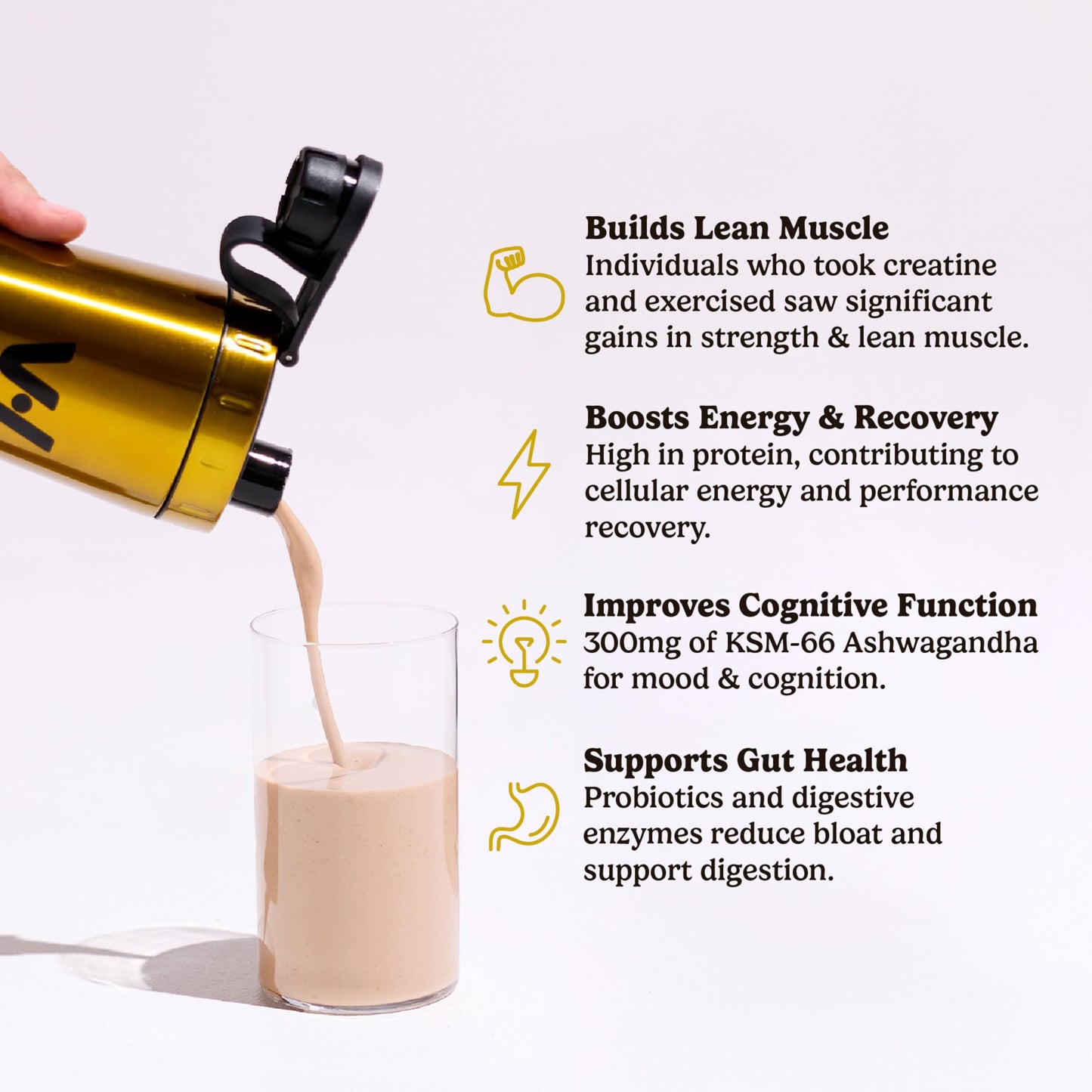VitaHustle ONE Max Protein + 5g Creatine – Vanilla Ice Cream, 15 Servings