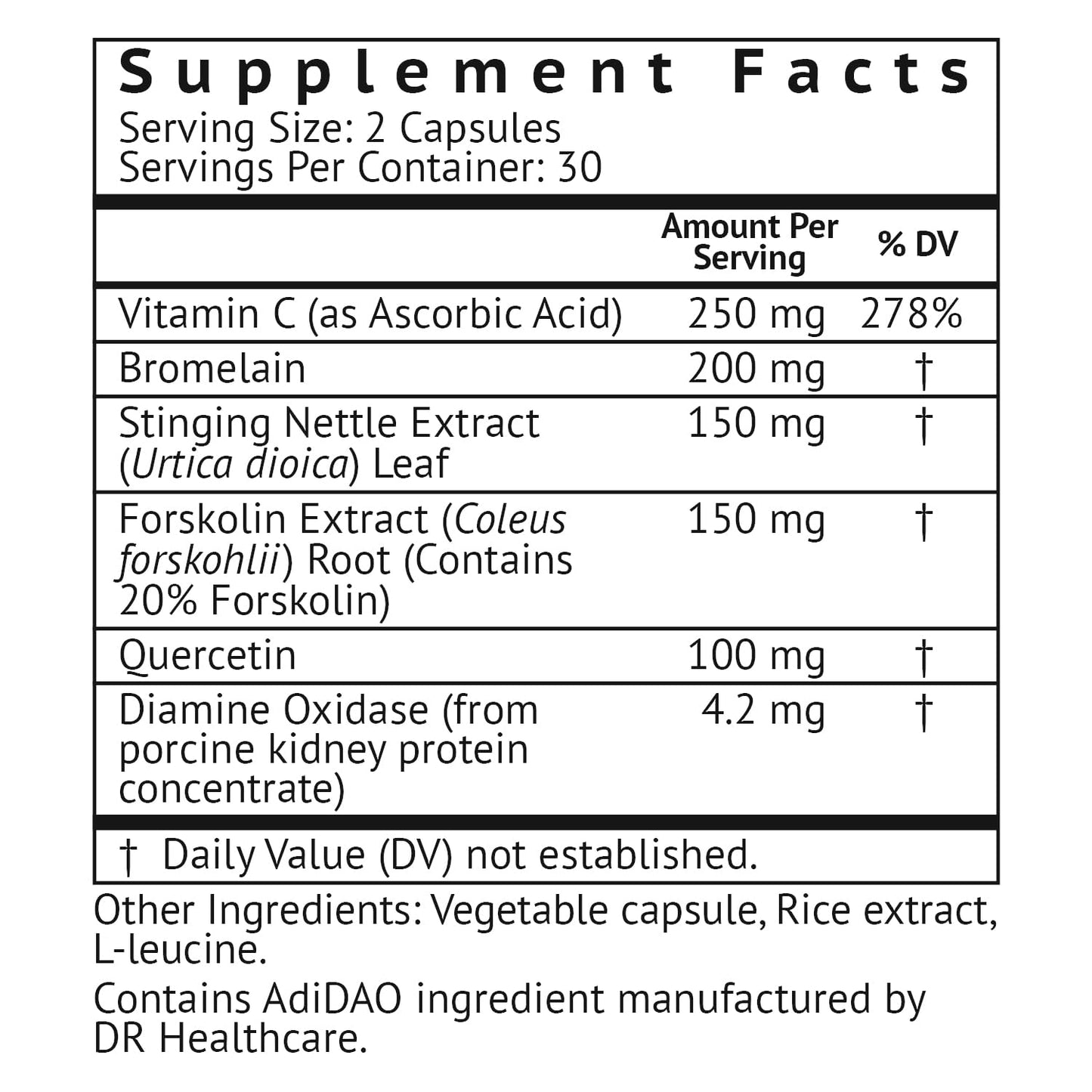 VitaMonk HistaResist DAO Enzyme Supplement – Histamine Support | 60 Caps