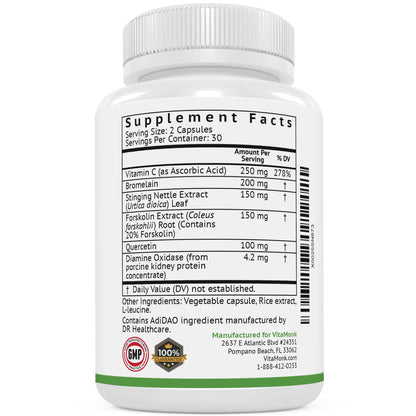 VitaMonk HistaResist DAO Enzyme Supplement – Histamine Support | 60 Caps