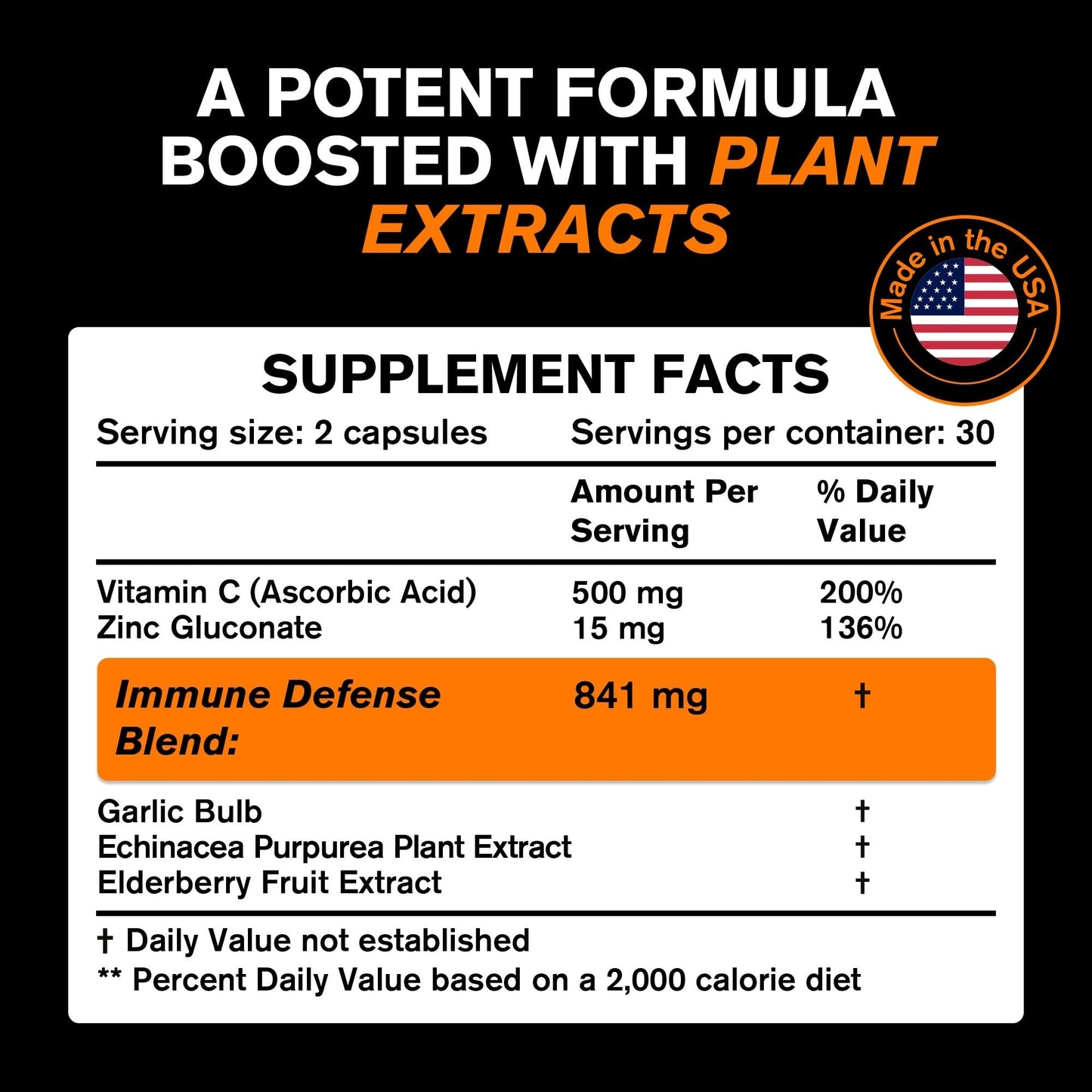VitaRaw Immune Support Vitamins – Elderberry, Zinc, Vitamin C & Garlic for Adults