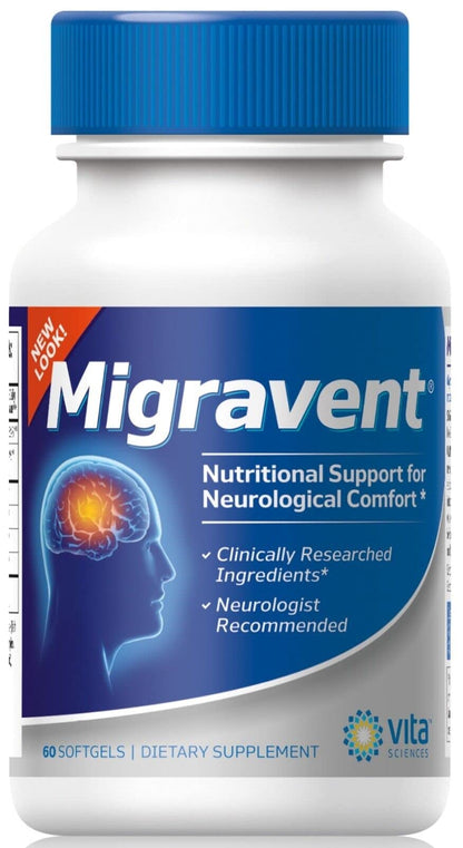 Vita Sciences Migravent – Advanced Nutritional Formula with Magnesium, CoQ10, Vitamin B2 & Butterbur for Brain & Circulatory Wellness – 60 Capsules