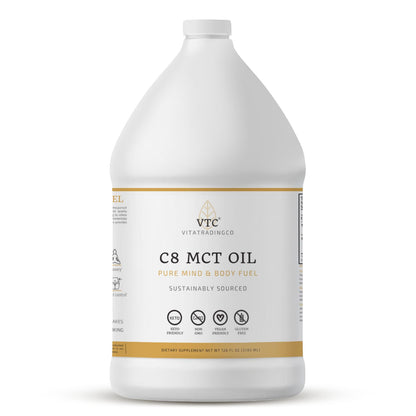 VTC VitaTradingCo. 100% Pure C8 MCT Oil | 128oz, 3X Distilled, Keto & Paleo