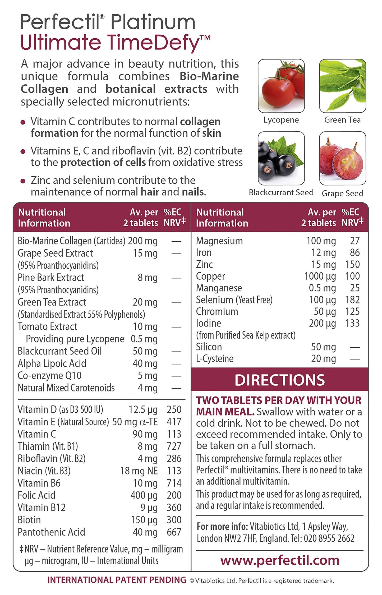 Vitabiotics Perfectil Platinum Skin Radiance - 60 Tablets