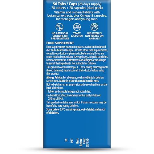 Vitabiotics Wellteen Him Plus Omega-3 for Teens 13-19 | 56 Tablets