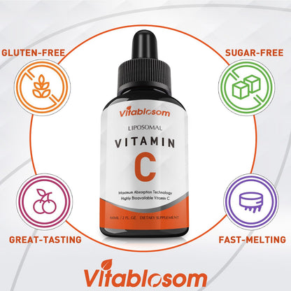 Vitablosom Liposomal Vitamin C 2000mg Liquid – 4 Bottle Pack (60ml Each) for Immune & Antioxidant Support