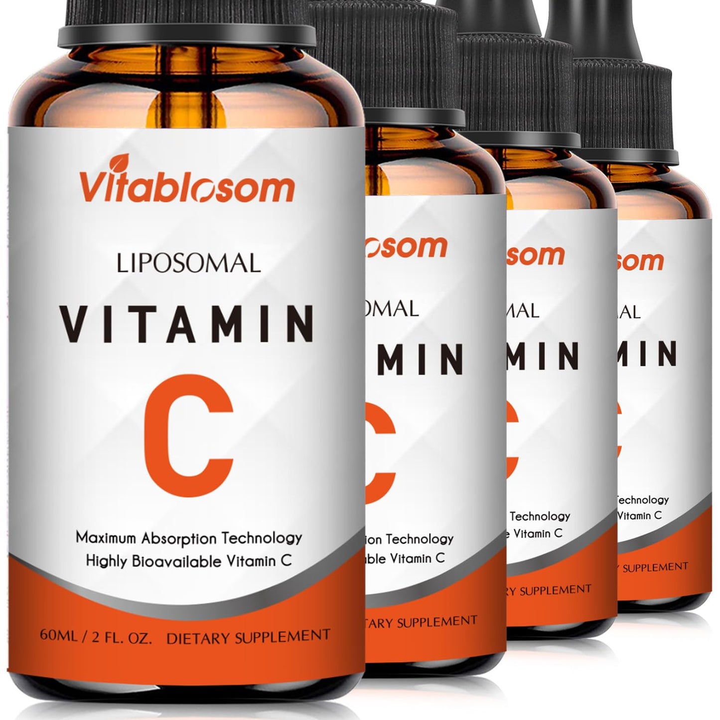 Vitablosom Liposomal Vitamin C 2000mg Liquid – 4 Bottle Pack (60ml Each) for Immune & Antioxidant Support