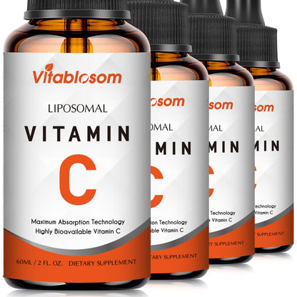 Vitablosom Liposomal Vitamin C 2000mg Liquid – 4 Bottle Pack (60ml Each) for Immune & Antioxidant Support
